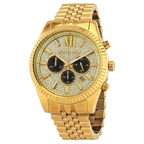 mens gold diamond michael kors watch|Michael Kors lexington chronograph watch.